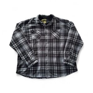 Anchorage Expedition Flannel Shirt Jacket Black Plaid Fleece Lined Size XXL